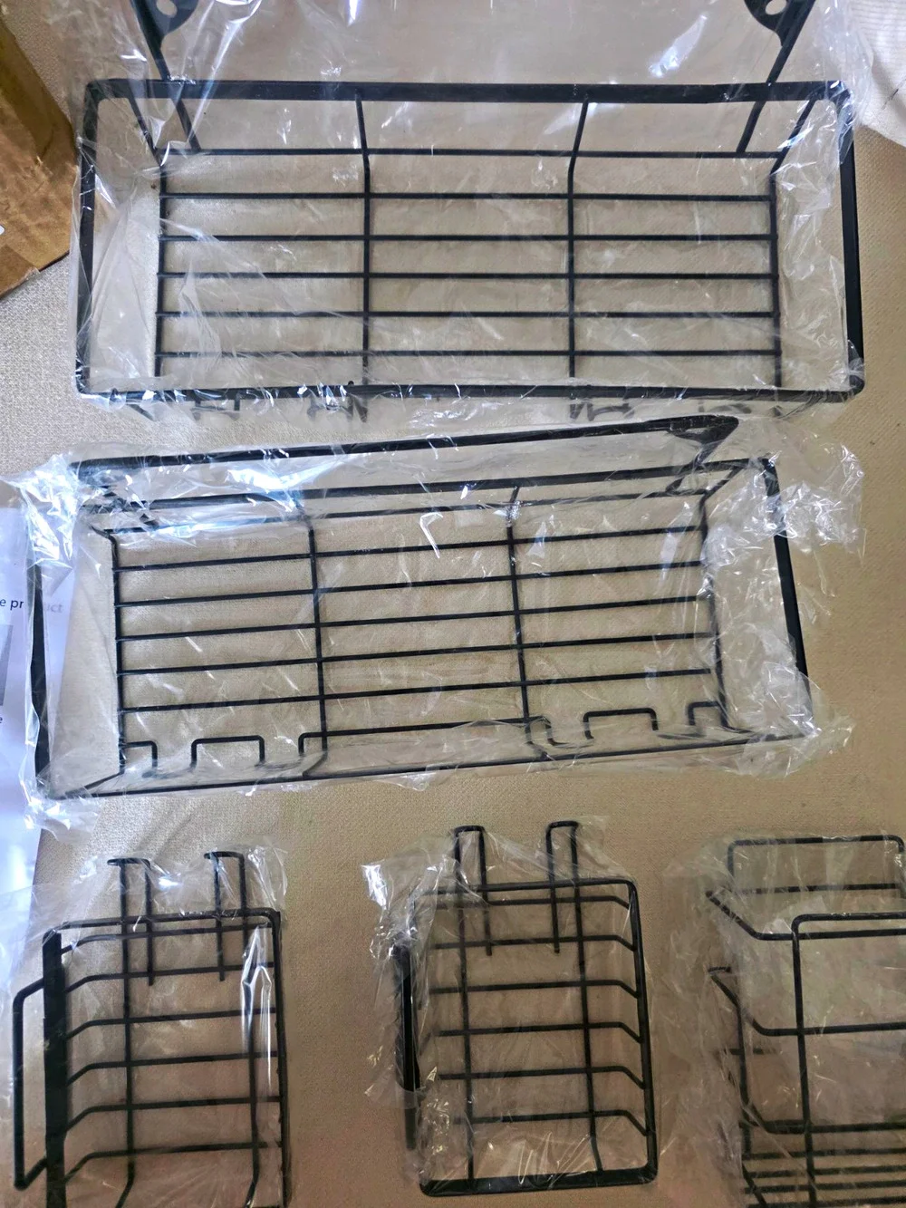 Black Metal Wall-Mounted Adhesive Storage Rack Set, 5-Piece Multipurpose